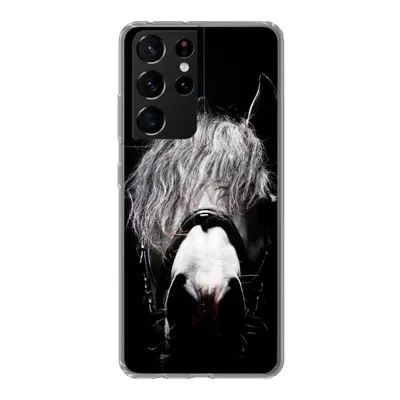 Produktbild von MuchoWow® Handyhülle Schutzhülle Hülle für Samsung Galaxy S21 Ultra Pferd - Porträt - Schwarz - Weiß Silikon Softcase Handy Hülle - Mobiltelefon