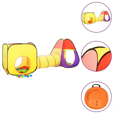 Image de vidaXL Tente de jeu avec 250 balles Multicolore 255x80x100 cm