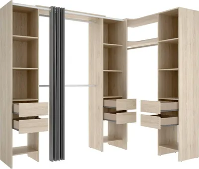 Immagine prodotto di Dmora Guardaroba Grande Alanno 141x205h cm Marrone Rovere, Appendiabiti 18 Vani