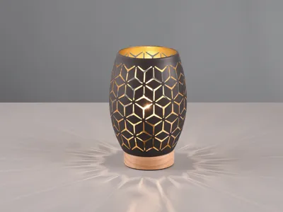 Produktbild von Reality Leuchten Tischleuchte Bidar, Metall Schwarz matt, Holz naturbelassen