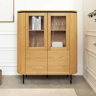 Produktbild von riess-ambiente Modernes Highboard ATELIER 120cm Eiche schwarz Metall sechs Fächer Anrichte Schrank