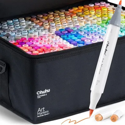 Obrázek produktu pro Lihové fixy OHUHU oboustranné Brush & Fine, 320 ks + blender