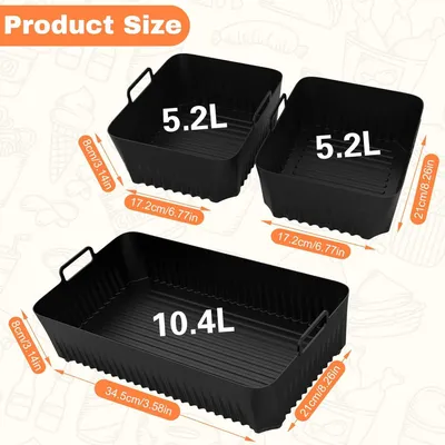 Silikon-Heißluftfritteusen-Form für Ninja Foodi Flex 10,4 l (AF500EU), Großes Design, Hitzebeständig bis 220 °C