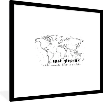 Produktbild von MuchoWow® Gerahmtes Poster Karte - Sprichwörter - Schwarz und Weiß 40x40 cm - Poster mit Schwarzem Bilderrahmen Wandposter Rahmen Foto Bilder - Poster - Plakat im Rahmen