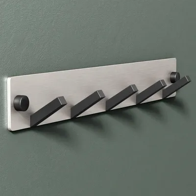 Produktbild von Mai & Mai Kleiderhaken Wandgarderobe Wandhaken aus Edelstahl mit 5 Haken Garderobenleiste Garderobenhaken 30cm Matt schwarz + Nickel gebürstet Stalo-05