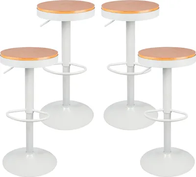 Produktbild von 4er Set Barhocker Sitzfläche aus holz Barstuhl Tresenhocker Küchenstühle Weiß