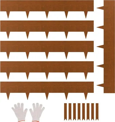 Image de Bordures de jardin en acier résistantes aux intempéries, lot de 6, 40 x 8 pouces, pour jardin