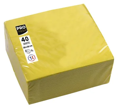 Imagen del producto de PROnappe SV623824I. Servilletas PROnappe, color amarillo, de doble capa, 19,0 x 19,0 cm, paquete de 40 unidades.
