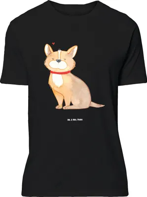 Produktbild von Mr. & Mrs. Panda Shirt Hund Glück - Schwarz - Geschenk, Liebe, Oversize T-Shirt, Tshirt, Spruch, Herz, Lustiges, Sprüche, Süß
