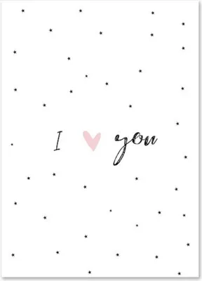 Produktbild von TPFLiving Kunstdruck LW-1057 (OHNE RAHMEN) Poster - Leinwand - Wandbild - Hochauflösender Giclée-Druck, langlebig und hochwertig - I love you - Mond und Wolke - Für Kinderzimmer - Auch im 3er Set - Größe: 30x40cm