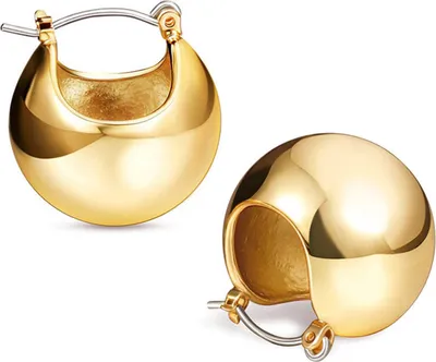 Produktbild von 1 Paar Damen-Ohrringe, Kugelform, exquisites Temperament, Punk, runde Creolen, Schmuck, Geschenk-Golden,16 mm