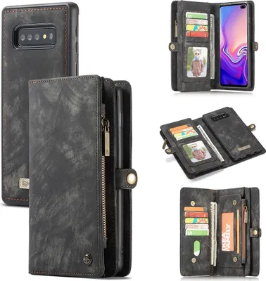 Produktbild von Caseme 008  Samsung Galaxy S10 Hülle Abnehmbare 2in1 Klapphülle Geldbörse - Schwarz