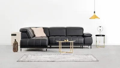 Immagine prodotto di Design tappezzeria moderna letto in pelle funzione tessuto grigio divano angolare divano a L divano a L