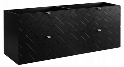 Zdjęcie produktu dla Szafka Łazienkowa Wisząca Pod Umywalkę 160X46 Cm Rensan Czarna Fronty Mdf