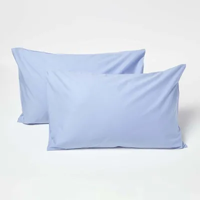 Produktbild von HOMESCAPES Blauer Kissenbezug 40 x 60 cm, 100% Baumwolle Fadendichte 200, 2er Pack