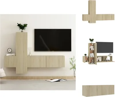 Image de vidaXL Ensemble de 3 meubles TV Chêne Sonoma Matériau dérivé du bois - Meuble TV