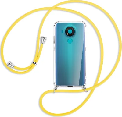 Produktbild von Handykette Backcover-Schutzhülle mit Band (Metall silberfarben) für Nokia 3.4 - gelb