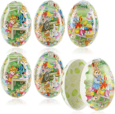 Produktbild von com-four® 6x Osterei zum Befüllen - Bunte Fülleier für Ostern - Ostereier mit traditionellen Oster-Motiven zum verstecken und verschenken