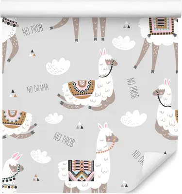 Produktbild von 10m VLIES TAPETE Rolle Kinderzimmer Tiere Lamas Wolken Himmel Bunt XXL