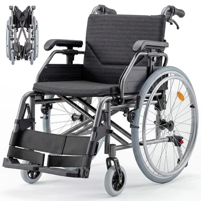 Productafbeelding van Mobiclinic rolstoel van aluminium, 24 inch, met verstelbare zithoogte, kleur: zwart