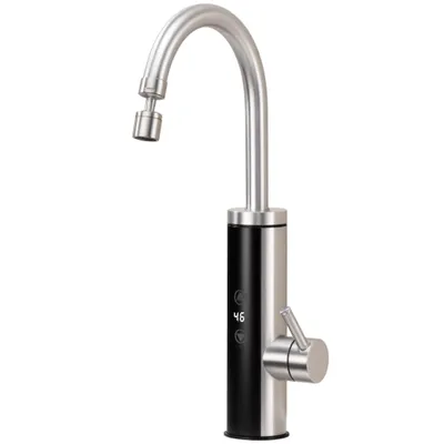 Produktbild von Elektrische Küchenarmatur mit Durchlauferhitzer, Gebürstet Wasserhahn Küche mit LED Temperaturanzeige，Smart Heater Wasserhahn 360° drehbar