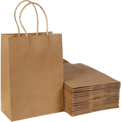 Productafbeelding van Kraftpapier geschenktassen met handgreep, bruin, 40 stuks, afmetingen 21x27x11 cm