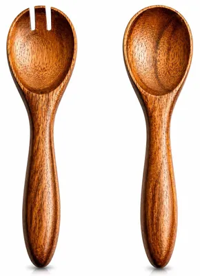 Holz-Löffelset, 2 Stück, braun, spülmaschinengeeignet