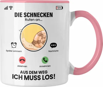 Produktbild von Trendation - Die Schnecken Rufen An Tasse Geschenk für Schnecken Züchter Besitzer Geschenkidee Lustig Spruch (Rosa)