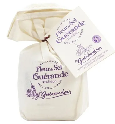 Obrázek produktu pro Fleur de Sel de Guerande Bretagne plátěný sáček mořská sůl 250g