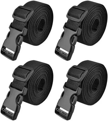 Produktbild von 25mm Schwarz Nylon Gurtband mit Verstellbare Schnallen, 4 Stück (Schwarz - 1m)