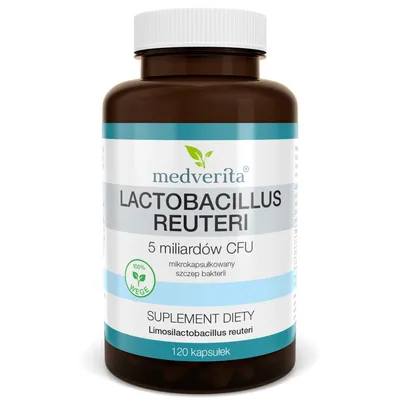 Produktbild von Medverita Lactobacillus reuteri 5 Mrd. CFU – 120 Kapseln | Probiotikum mit Inulin & Akazienfaser | Mikrokapsulierte Kulturen