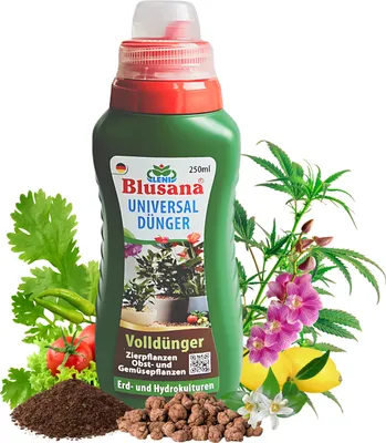 Produktbild von Blusana Universal Flüssigdünger 250 ml Konzentrat NPK 6-3-6 EDTA-Chelate – Pflanzendünger Zimmerpflanzen Balkonpflanzen Gartenpflanzen Hydrokultur Kräuter Gemüse Microgreens