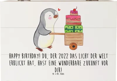 Produktbild von Mr. & Mrs. Panda Holzkiste 2022 Geburtstag 22 x 15 cm - Weiß - Geschenk, Leben optimistisch, besondere Geburtstagsgeschenke, geschenkbox holz, Box, Geburtstagsgeschenk