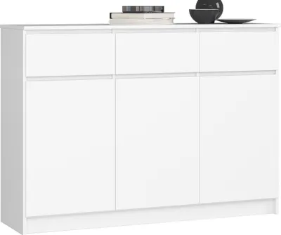 Obrázok produktu pre Komoda 138 cm s 3 zásuvkami a 3 dvierkami, príborník, skriňa, kredenc, výška 99 cm