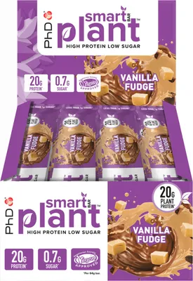 Produktbild von PhD Smart Bar Plant (12x64g) Vanilla Fudge - Riegel - Protein-Riegel