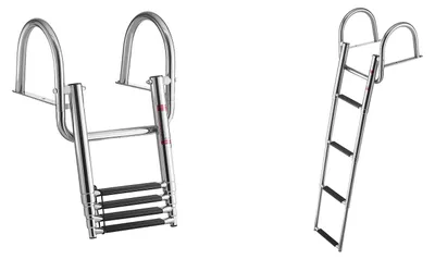 Produktbild von SucceBuy Ausziehbare Bootsleiter mit 4 rutschfesten Stufen und Handlauf, Schwimmdeckleiter aus Edelstahl mit 272 kg Tragkraft für Heckmontage, ideal für Boote, Docks, Pontons und Pools