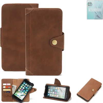 Produktbild von K-S-Trade Handyhülle kompatibel mit OnePlus Ace 2 Pro Schutz Hülle Walletcase Bookstyle Tasche Case Handytasche Wallet Flipcase Cover PolyurethanBraun (1x)