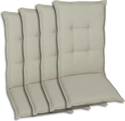 Produktbild von GO-DE Textil, Sesselauflage Hochlehner, 4er-Set, Farbe: beige, Maße ca.: 120 cm x 50 cm x 7 cm