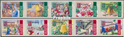 Produktbild von Briefmarken GB - Jersey 2001 Mi 1002I-1011I Fünferstreifen (kompl.Ausg.) postfrisch Weihnachten