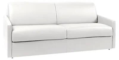 Produktbild von 4-Sitzer-Schlafsofa Express in weißem Kunstleder mit Memory-Schaum-Sitz - Breite Latten Liegefläche 160 cm - 18 cm Matratze CALIFE