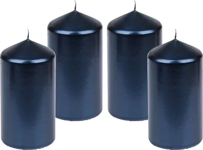 Produktbild von 4er Set Adventskranzkerzen "Edelglanz" Nachtblau 15 x 7,7 cm, Qualitäts Kerzen, Tropffrei, Rußfrei