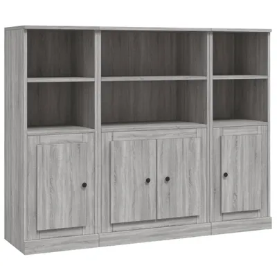 Produktbild von Highboards 3 Stk. Grau Sonoma Holzwerkstoff
