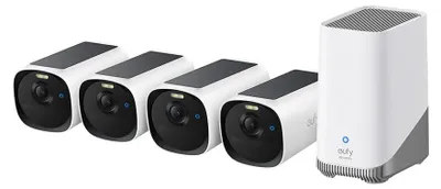 Zdjęcie produktu dla Eufy eufyCam E40 4-Cam Kit + HomeBase S380, Kamera bezpieczeństwa IP, Wewnętrzna / zewnętrzna, Bezprzewodowy, Ściana, Czarny, Biały, Tubowa