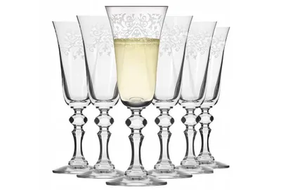 Produktbild von KRISTA DECO Champagnergläser Set 6-tlg. 150ml – Edles Relief-Design & Diamantschliff – Bleifreies Kristallglas – Handgefertigt in Polen