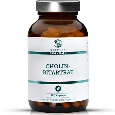 Immagine prodotto di QIDOSHA, capsule di bitartrato di colina ad alta concentrazione, 760 mg per capsula, prodotto vegano, confezione da 180 capsule