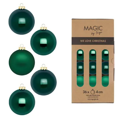 Produktbild von Weihnachtskugeln Glas 4cm 36 Stück - Fir Green