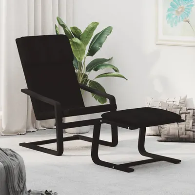 Image de Maison Exclusive - Fauteuil de détente avec repose-pieds, tissu noir