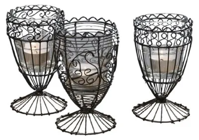 Produktbild von Windlicht Evely Eisen schwarz 3 Motive H.14 Ø.8 cm Stückpreis