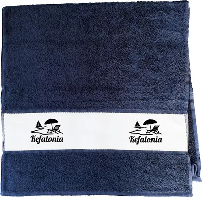 Produktbild von Huuraa Handtuch Kefalonia Inselmotiv Griechenland 50x100cm French Navy Baumwolle Handtuch Geschenkidee