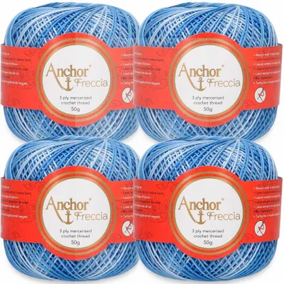 Zdjęcie produktu dla 4 motki przędzy Anchor Freccia Multicolor 6 | przędza do szydełkowania, 100% długowłóknista bawełna (kolor 09434)
